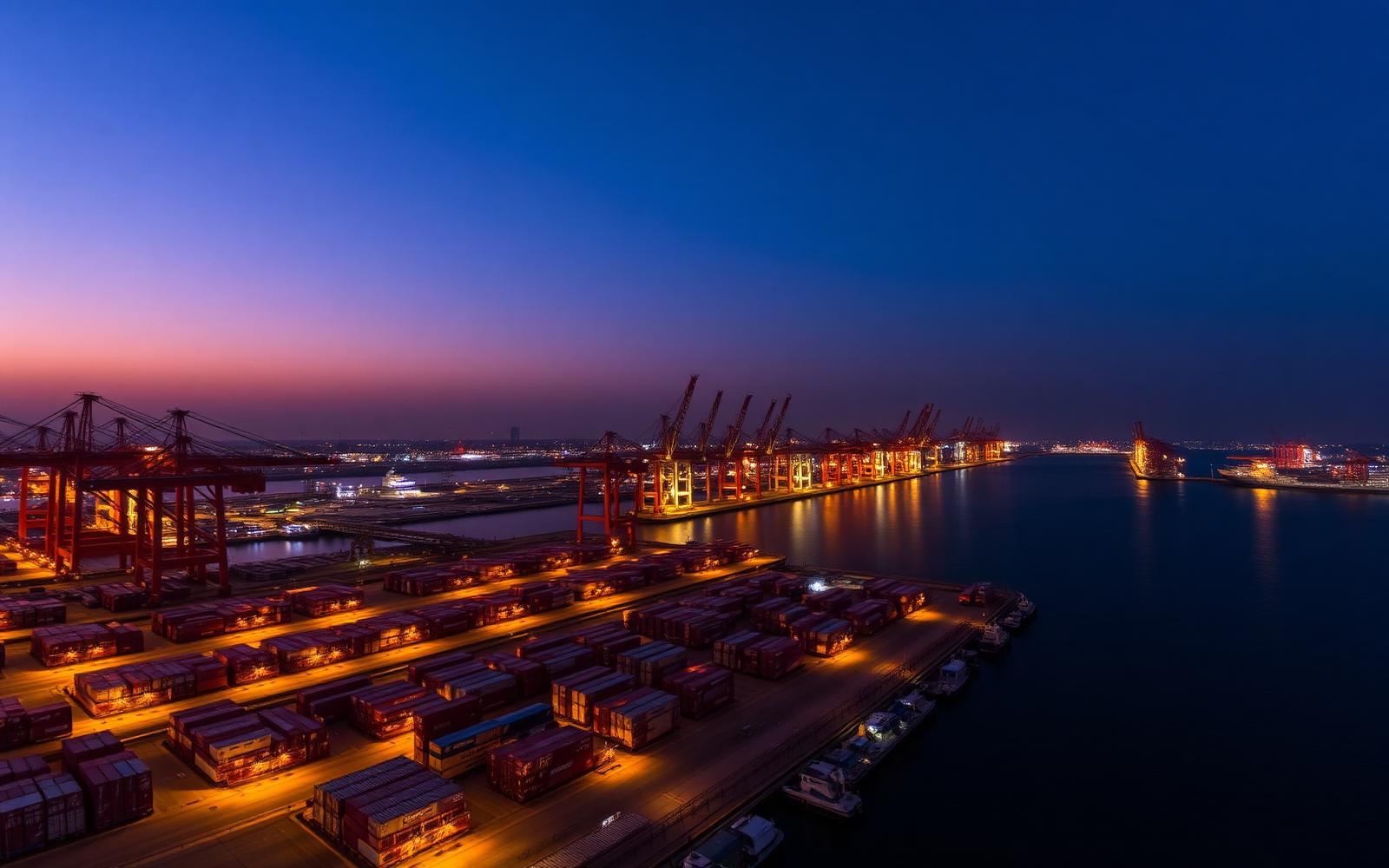 Muscat coastline and port at dusk